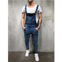 High Quality Men's Ripped Jeans Jumpsuits Hi Street Distressed Denim Bib Overalls For Man Suspender Pants Size XXXL Denim Pants