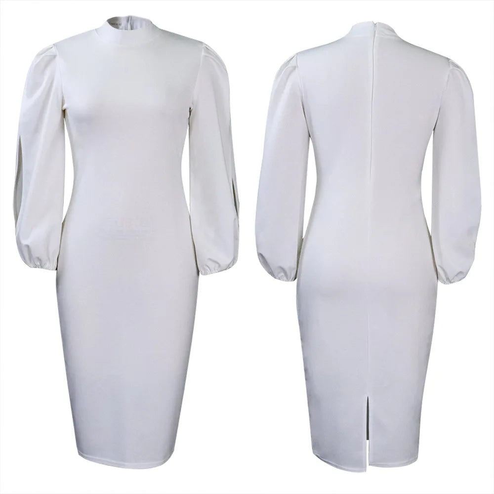Fashion Spring Women Clothing Plus Size Dress Elegant Office Lady Business Dress Women Long Sleeve Career Dresses