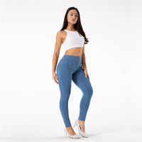 Melody High Rise Stretch Jeans Fitness Sexy Straight Fit Fashion Skinny Jeans Women Peach Hip Slim Denim Full Length