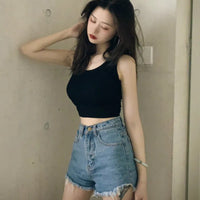 Camisole Women O-neck Strappy Hot Sale Cropped Tank Top Summer Female Active Ins Daily Sexy Streetwear Popular Slim Soft Ulzzang