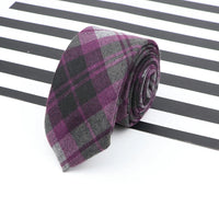 Men's  Business Diamond Check Tie Artificial Wool Cotton Dark Color Tie Striped Black Grey Necktie For Daily Accessory Paty Gift
