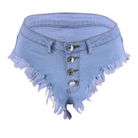 High Ultra Short Skinny Mid Waist Casual Summer Denim Shorts for Women Sexy Nightclub Queen DJ Style