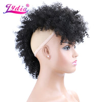 Lydia Synthetic High Puff Afro Short Kinky Curly Middle-Part Wig Clips in Hair Extension African American 90g/PCS Hairpiece