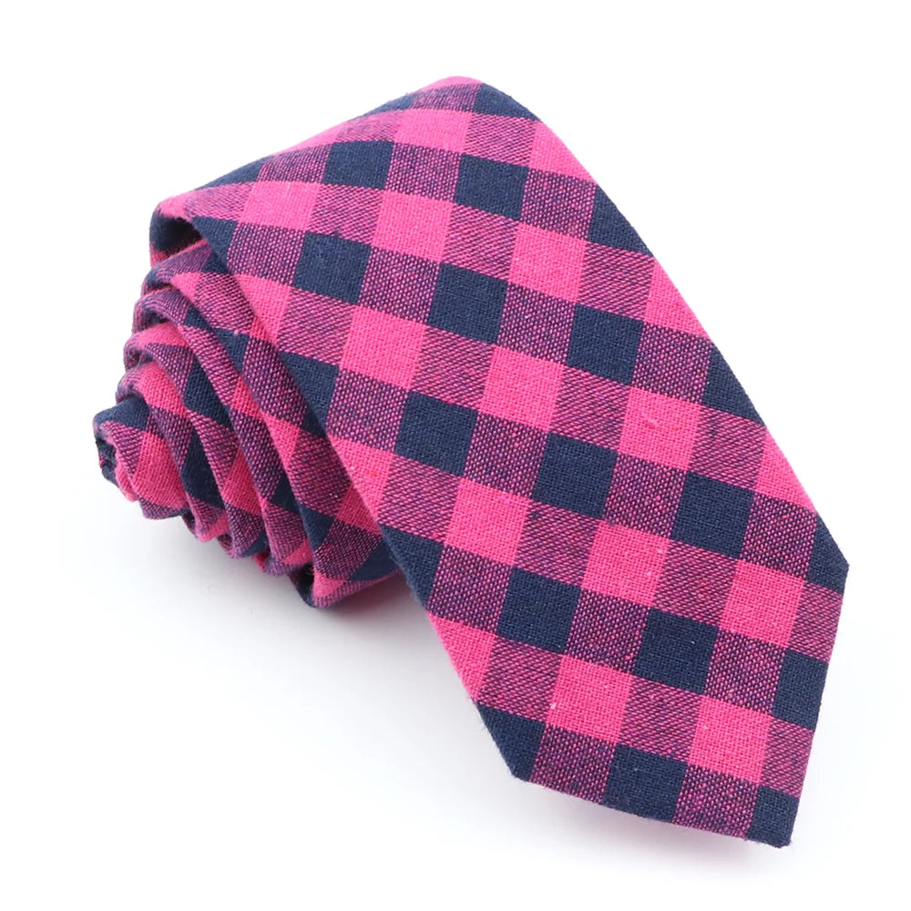 Fashion Plaid Tie For Men Women Colorful Skinny Cotton Necktie For Wedding Bussiness Casual Man's Neckties Suits Flower Cravat