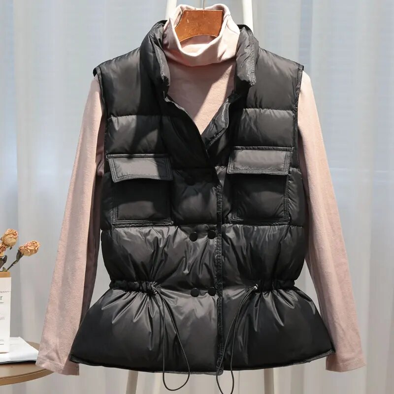 2022 New Autumn Winter Women Ultra Light Down Vest White Duck Down Jacket Short Down Coat Parka Ladies Sleeveless Waistcoat