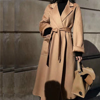 Winter Korean Popular High-end Water Corrugated Woolen Overcoat 2023 Fashion Long Bathrobe Style 100% Wool Jacket Coat Women