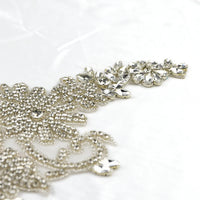 WRA-1006 Keering Hotsale Elegant Gold Wholesale Handmade Long Clause for Bridal Wedding Dress Beaded Bodice Patch Rhinestones