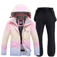 2022 New Fashion Color Matching Ski Suit Women Windproof Waterproof Jacket and Pants Suit