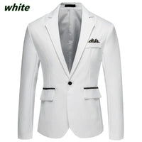 Men Slim Fit Office Blazer Jacket Fashion Solid Mens Suit Jacket Wedding Dress Coat Casual Business Male Suit Coat