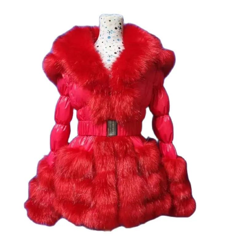 Cheaper Price Faux Fur Big Collar White Duck Down Detachable Arms And Hood