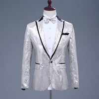 Pink Sequin One Button Dress Blazers 2022 Brand New Nightclub Prom Men Suit Jacket Wedding Stage Singer Costume (Bowtie Include)