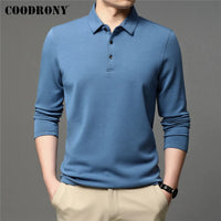 COODRONY Brand Spring Autumn New Arrivals High Quality Pure Color Business Casual Long Sleeve Polo-Shirt Men Clothing Tops C5050