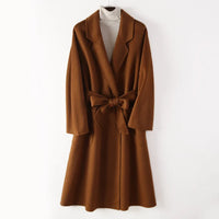 Winter Korean Popular High-end Water Corrugated Woolen Overcoat 2023 Fashion Long Bathrobe Style 100% Wool Jacket Coat Women