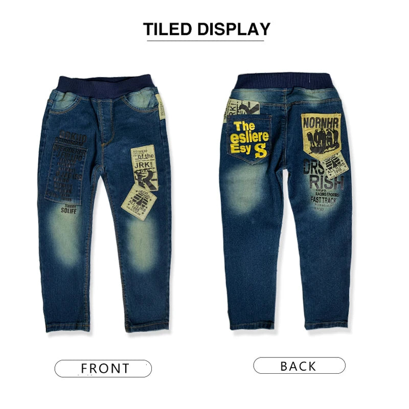 IENENS Boys Jeans Pants Child Denim Long Pants Spring Autumn Clothes 4-11 Years Kids Casual Trousers Young Boy Stretch Jeans