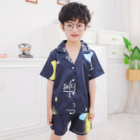 Children Pajamas Set 2023 Spring Ice Silk Striped Kids Pyjamas For Girls & Boys Sleepwear