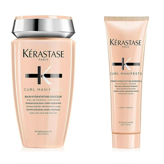 KERASTASE CURL MANIFESTO Bain Hydratation Douceur Shampoo and Fondant Hydratation Essentielle Conditioner 250ml / 8.5oz EACH Set Of 2