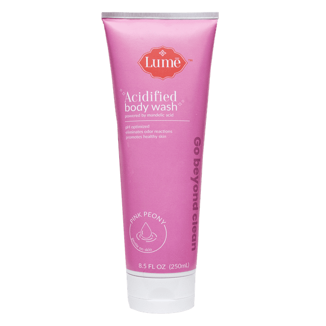 Lume Acidified Body Wash - Eliminates Odor Reactions, pH Optimized and Promotes Healthy and Soft Skin, 8.5oz (Pink Peony)