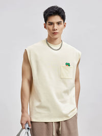 Loose and Simple Crew Neck Sleeveless Waistcoat Sports Vest