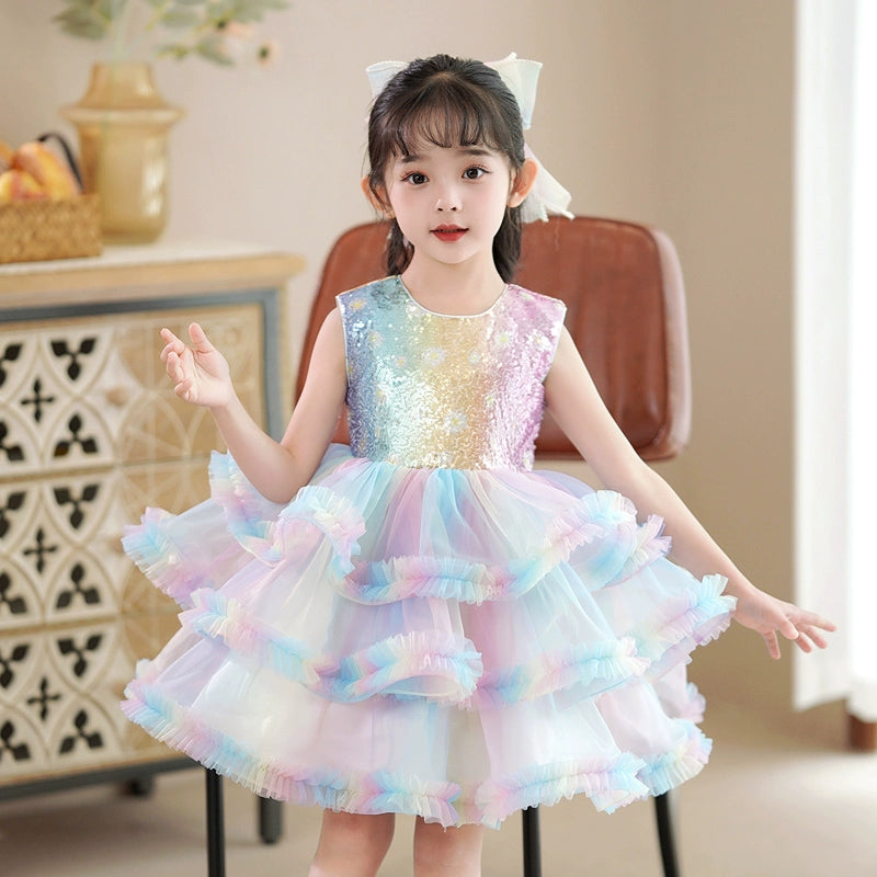 Children's Dress Princess Dress Summer Girl Tutu Dress Western Style Little Girl Piano Puffy Catwalk Performance Costumes