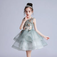 Girls' Princess Dress Summer Tulle Tutu Little Girls' Short Skirt Super Fashionable Children's Dress Piano Performance Performance Wear