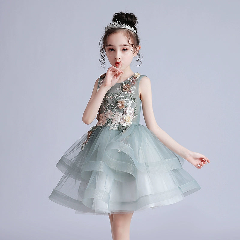 Girls' Princess Dress Summer Tulle Tutu Little Girls' Short Skirt Super Fashionable Children's Dress Piano Performance Performance Wear