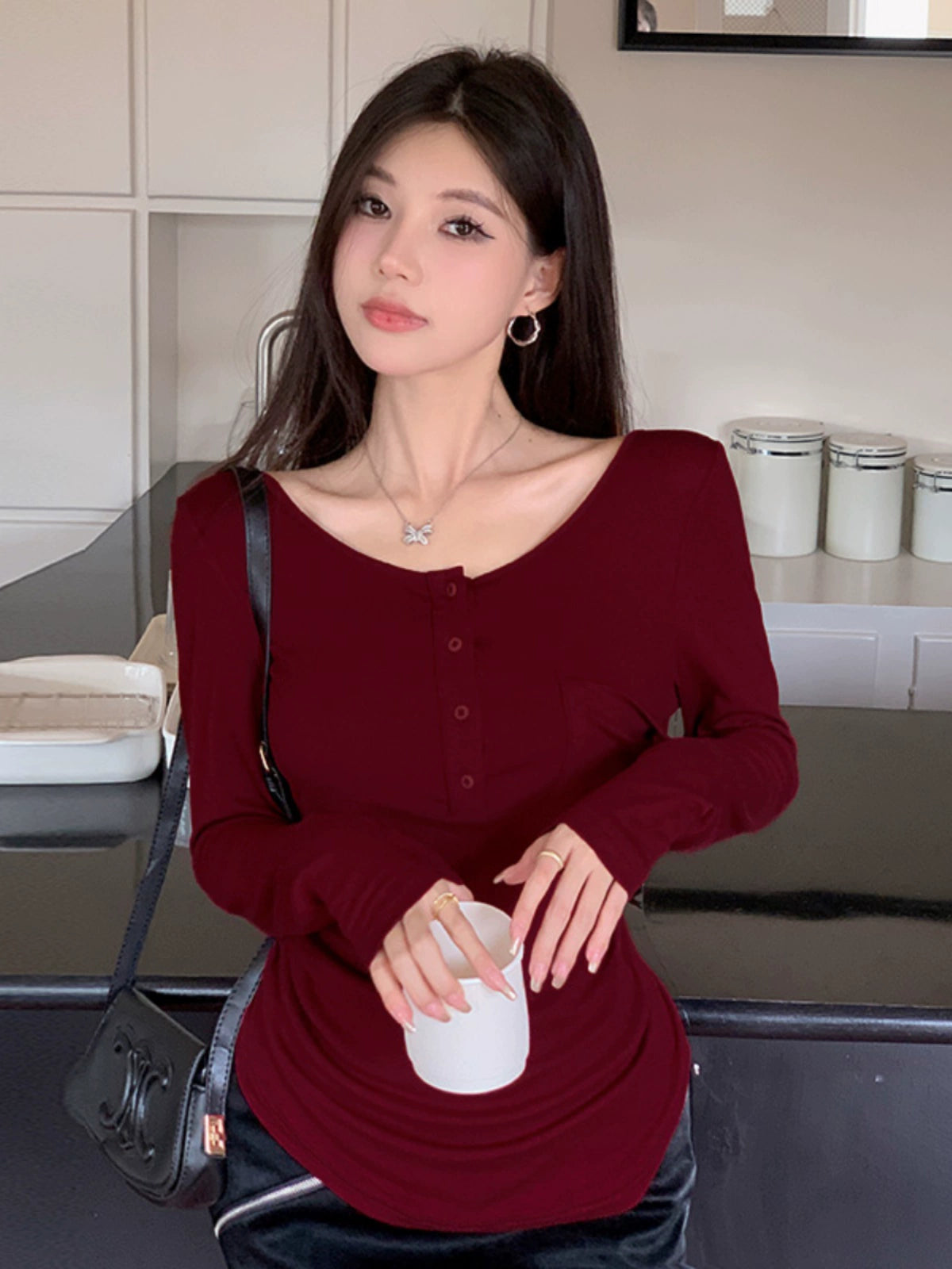 Girlsat18 Fall New Arrival Slim Fit Long-Sleeved T-shirt