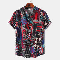 Men's Short-sleeved Shirt 2025 Summer New plus size Casual Hawaiian Printed Shirt Men's Cross-border Foreign Trade Men's Clothing