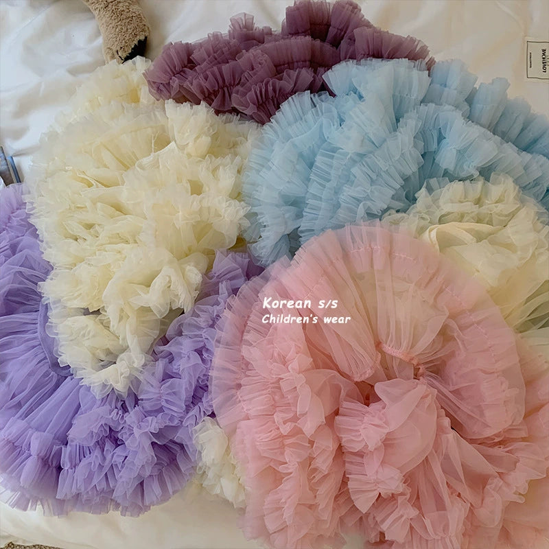 Korean Style Girl Dress Summer Dress Pettiskirt 2024 New Arrival Girl Princess Dress Fashion Baby Performance Dance Skirt