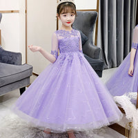 Girls Fashionable Princess Dress Girls Piano Performance Costume Children Small Host Classy Dress Flower Girl Wedding Dress