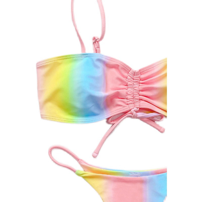 Women's European and American Foreign Trade Ins Beach Split Swimsuit Tie-Dye T-Back Bikini Hot Girl Sexy EBay Bikini