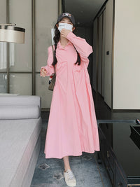 Dopamine Wear Pink Shirt Dress Women's Summer 2024 New Arrival Early Autumn Loose Slim Looking Elegant French Dress