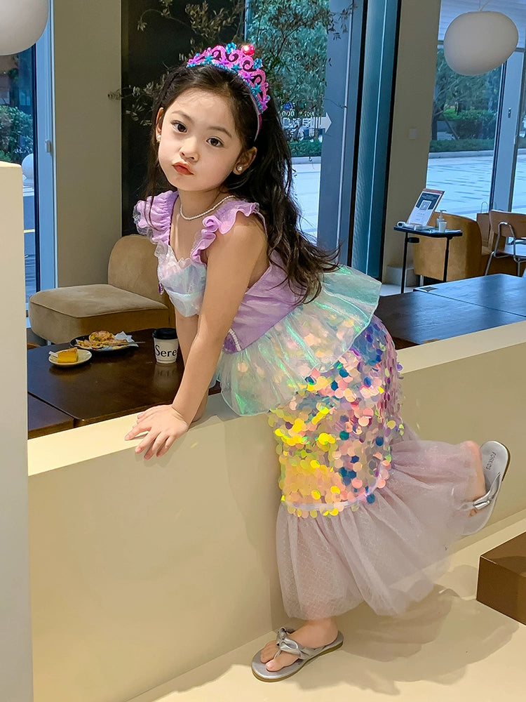 Girl Western Style Sequin Princess Dress Mermaid