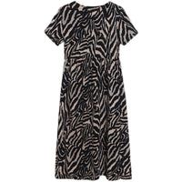 Export Retro Crew Neck Zebra Print Short Sleeve Dress