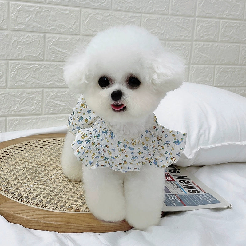 MIJIA Pet Clothes Floral Bubble Fairy Flounced Sleeve Button Skirt Teddy Bichon Dog Cat Summer Thin