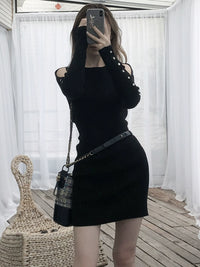 Inspirational Skirt off-Shoulder Black Slim Knit