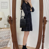 Chic Korean Retro Plaid Dress Girl Blouse