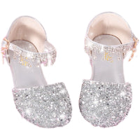 Catwalk Show Model Soft Bottom Silver White Children 'S Princess Shoes