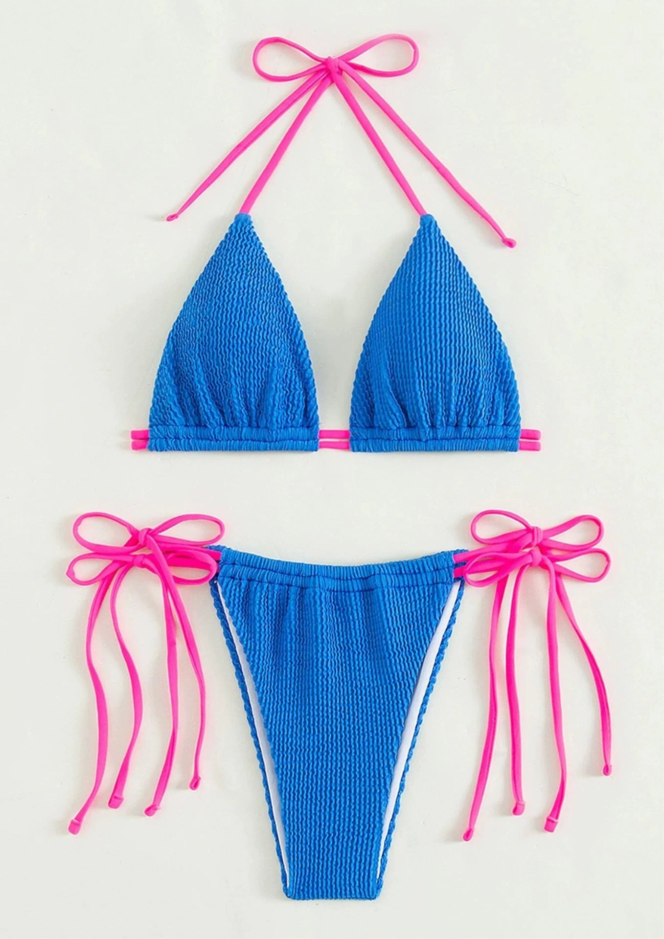 AliExpress Amazon Two-Piece Swimsuit with Chest Pad Three-Point Bikini Beach Lace-up Swimsuit Sexy Bikini