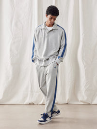 Heavy Embroidery Men's Fashion Color Contrast Patchwork Loose Sweatpants