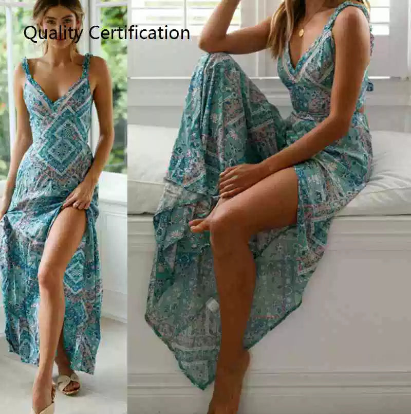 Floral Short Sleeve Long Maxi Dress Party Beach Sundress