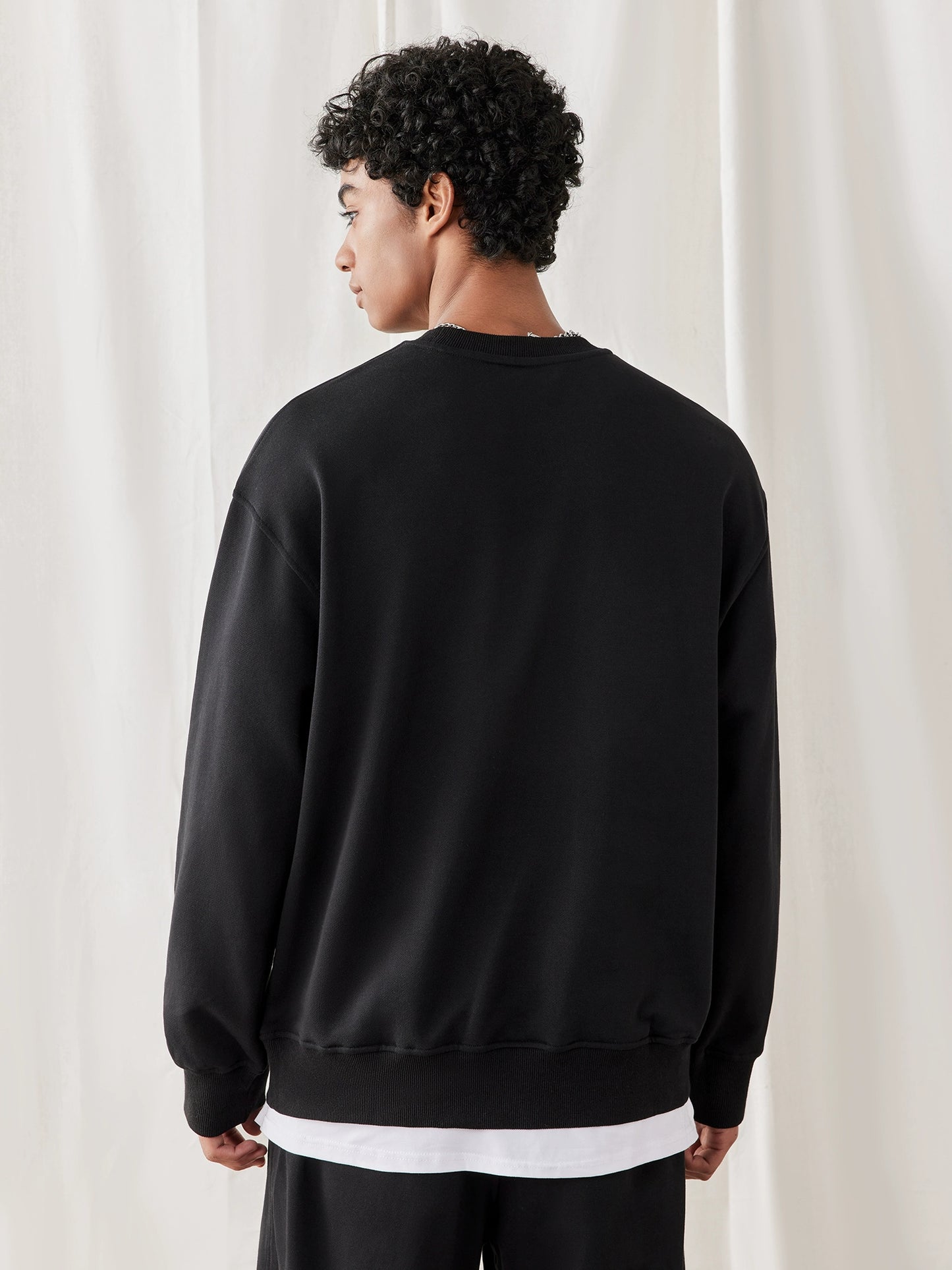 Bdpowerup New Knitted Black, Hoodie Men Minimalist Print Casual round Neck Sweater Men Loose