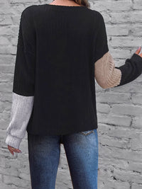 Fashion Contrast Color Multicolor Stitching Long Sleeve T-shirt Women 2024 Fall and Winter New Arrival Silm Easiest for Match round Neck Pullover Tops