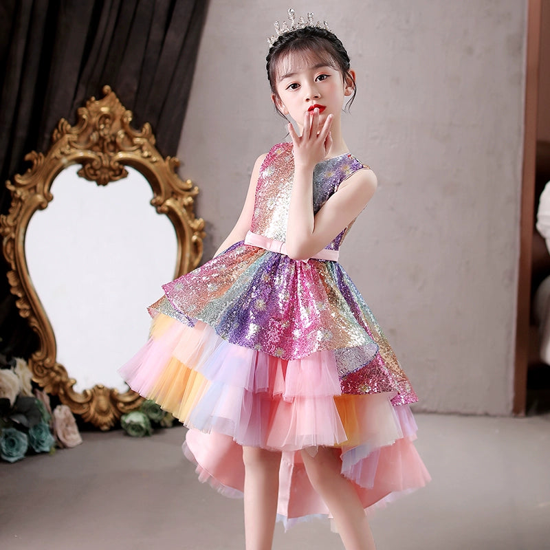 Children's Elegant Sequin Trailing Dress Piano