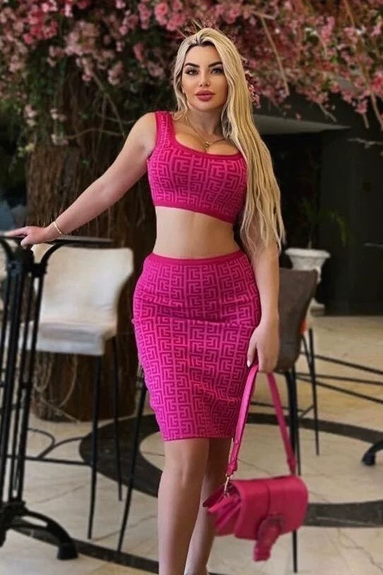 New Fashion Jacquard Slim-Fit Bar Two-Piece Set