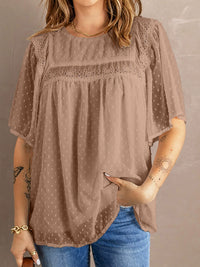 Europe and America Creative Patchwork round Neck Casual Top Short Sleeve