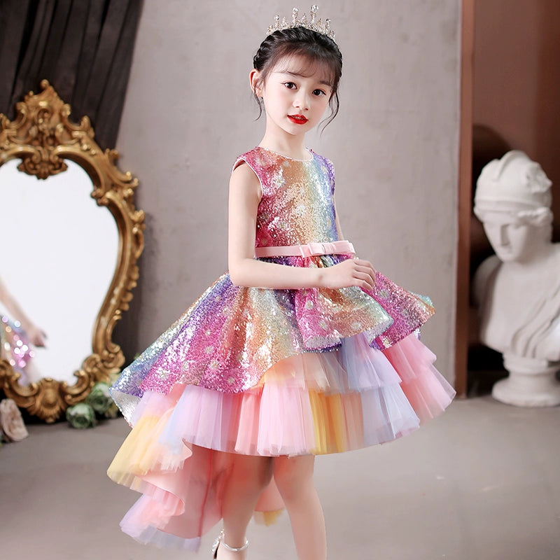 Children's Elegant Sequin Trailing Dress Piano