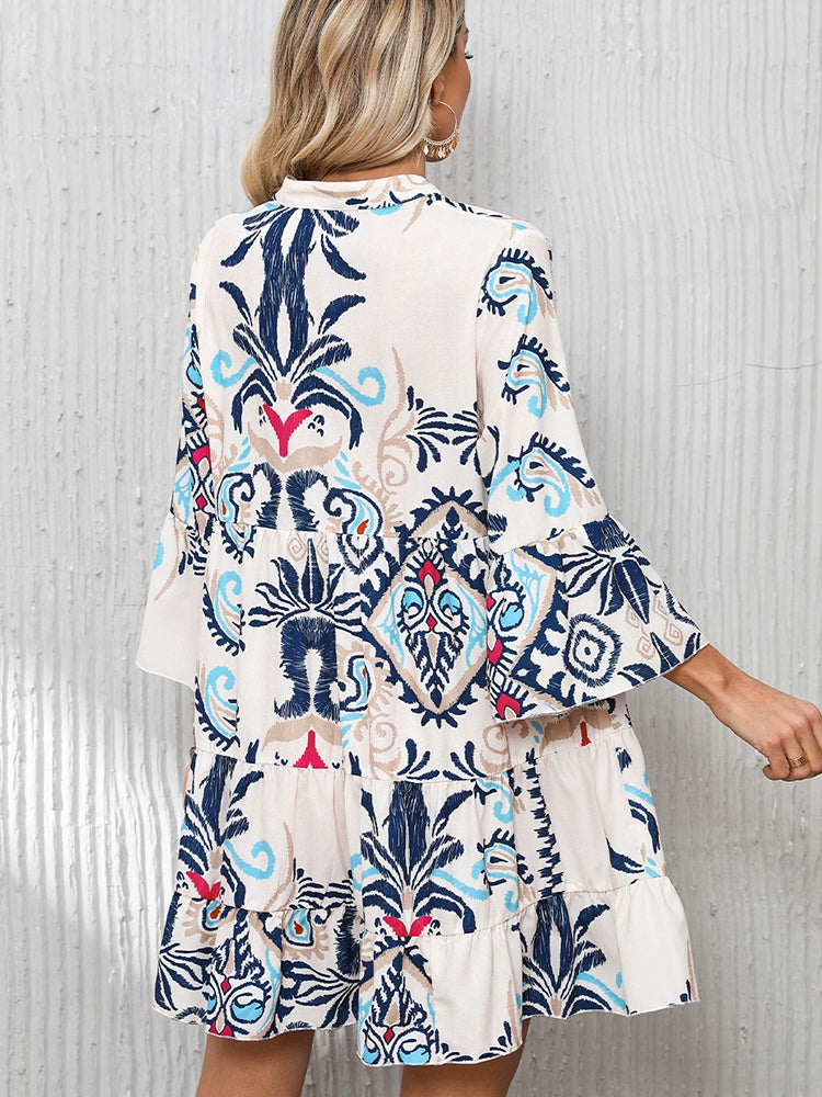 Loose Slim Fit Print Single Row Multi-Buckle Knee Length Dress Size L Fit (62.50 Kg-70.00 kg / Printed Loose Slim Fit Print Single Row Multi-Buckle Knee Length Dress Size L Fit (62.50 Kg-70.00 kg / Printed