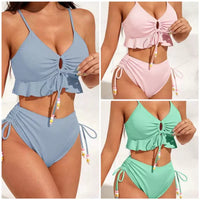 2024 New Arrival Export Amazon European and American Sexy Multicolor High Waist Separates Bikini Women's Swimsuit