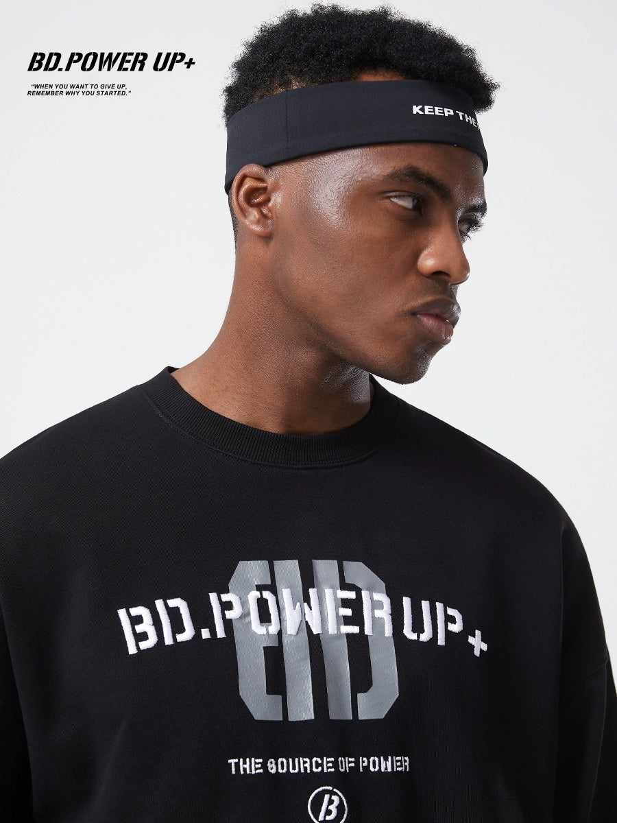 Loose Embroidered Crew Neck Cotton Men's Pullover Sweater