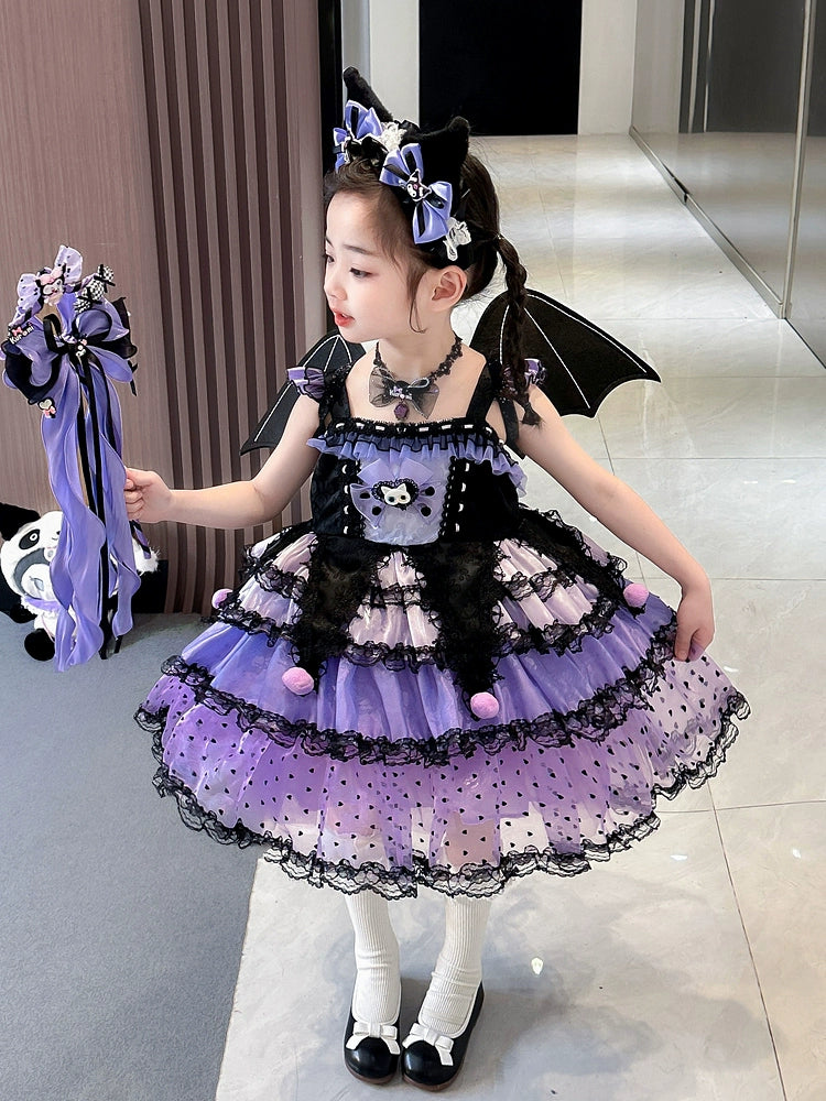 Girl Summer Dress Western Style Children Straps Lolita Princess Dress Girl's Birthday Suit Clow M Skirt